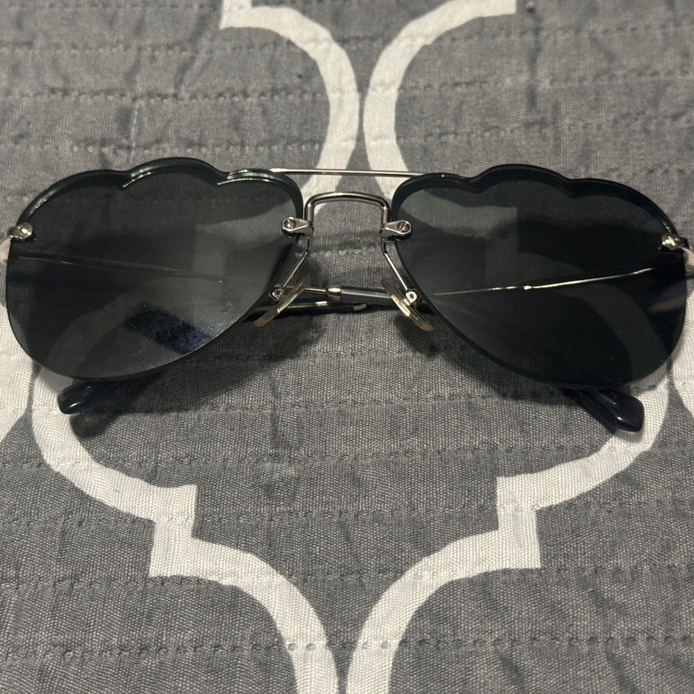 Miu Miu Black Scalloped Sunglasses